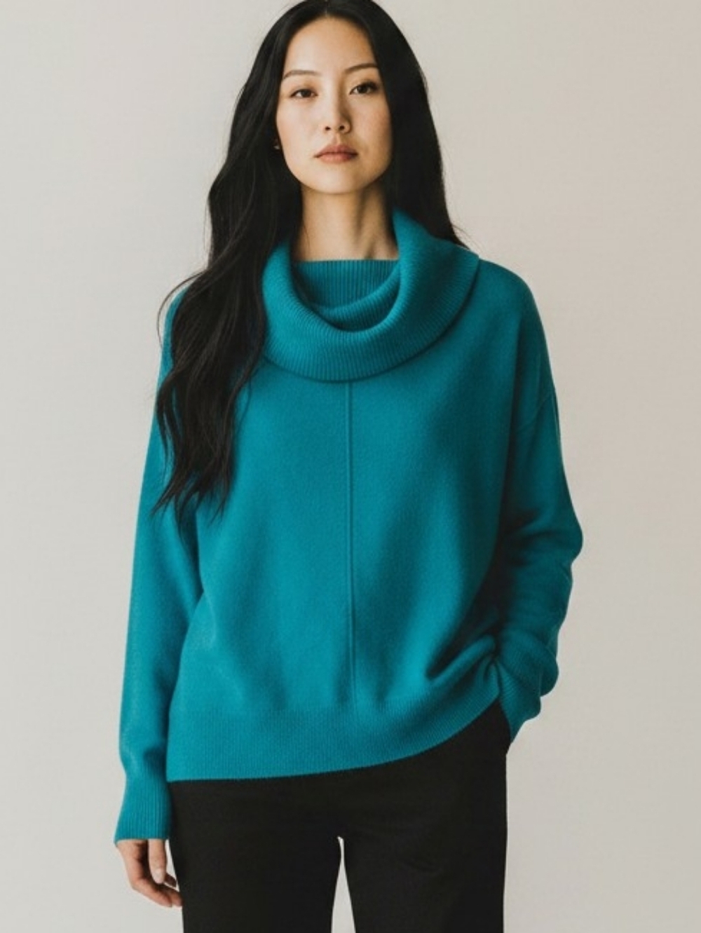 Sundance Cashmere Cowlneck Sweater In Teal Size Woman's XS